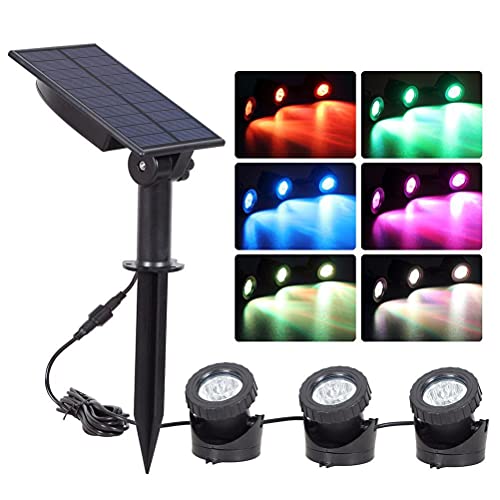 HUSHUI Solar Underwater Pond Lights,LED Solar Powered Diving Lamp Projector Light Auto On/Off IP68 Waterproof Night Light