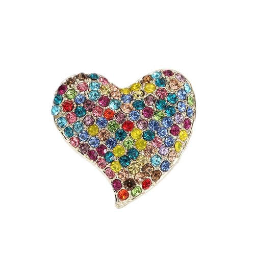Image of Love Heart Shape Brooch Pin Full Crystal Pink /Red /Coloful Heart Lapel Pin Rhinestone Love Heart Badges for Clothing Bag Hat Fashion Dress Coat Pin Valentine's Day Christmas Gift
