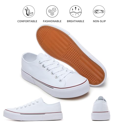 Image of hash bubbie White Sneakers for Women Low Top Canvas Shoes Womens Canvas Sneakers Women's Fashion Sneakers Slip on Casual Tennis Shoes