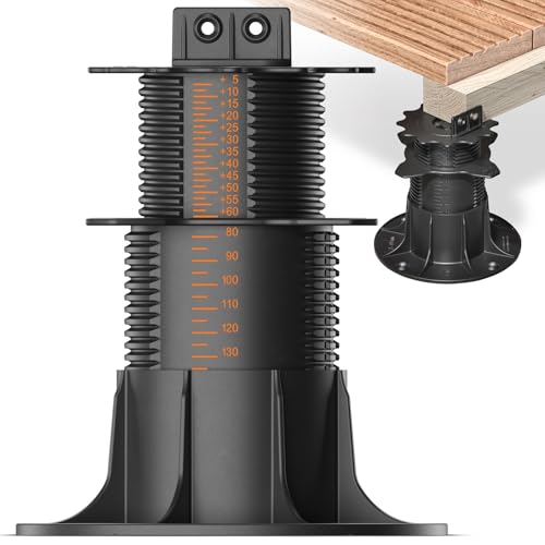 10x LANGFIT® Stelzlager XL für Terrassendielen – Bis 50% schneller montiert – Mit Maßskala – Stufenlos höhenverstellbar von 75-195mm – Für Unterkonstruktionen aus Holz, WPC, Alu – Made in Germany
