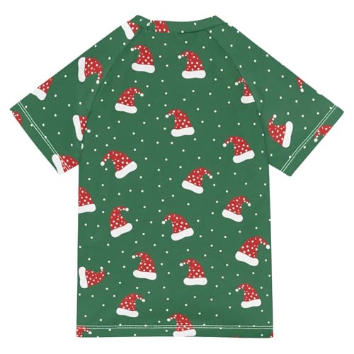 ALAZA Kids Rash Guard Boys Toddler Swim Shirts Short Sleeve Santa Hat UPF 50+ 3T2