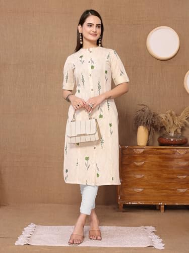 Image of rangita Cotton Flex Calf Length Printed A-line Kurti for Women | Kurta for Women