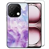 Ranyi for UMIDIGI Note 100 5G /Note 100A Case with Screen Protector, Sky Marble Pattern Ultra Slim Thin Flexible TPU Silicone Rubber Case Cover for UMIDIGI Note 100 /Note 100A (2025 6.8'), Purple