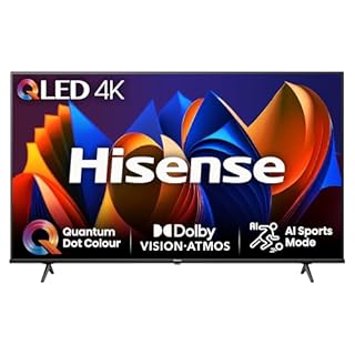 Hisense 43 Inch 4K QLED Smart TV 43E77NQTUK - Quantum Dot Colour, 4K AI Processor, Dolby Vision Atmos, Smooth Motion, Sports Mode, Vidaa OS with Freely, Youtube, Netflix and Disney+ (2024 Model)
