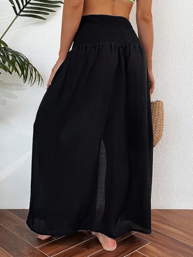 Women Casual Slit Cover Up Skirt Summer Beach Midi Long Skirt2