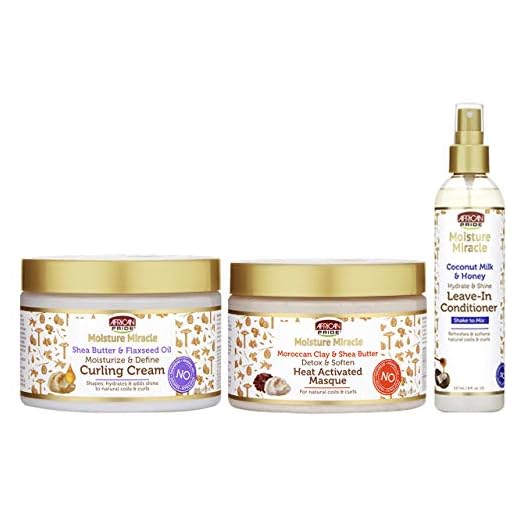 African Pride Moisture Miracle SET - leave-in balsam, curling cream, door hitte geactiveerd masker