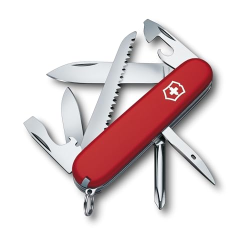 Victorinox Hiker Swiss Army Knife, 13 Function Swiss Made Pocket Knife with 2 Blades, Bottle Opener, Wood Saw and Phillips Screwdriver - Red by Victorinox - Used condition - US$36.78