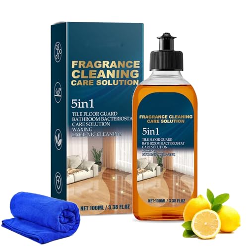 Fragrance Cleaning Care Solution 5 en 1, limpiador de suelos, 5 en 1, limpiador de suelos de madera, abrillantador y restaurador para un brillo duradero (1, 100 ml)