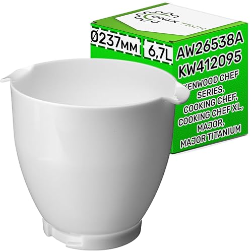 ONIX TECH Schüssel für Küchenmaschine mit Griff 6,7L Ø 237 mm mit Original Code AW26538A KW412095 für Kenwood - Garantie 5 Jahre