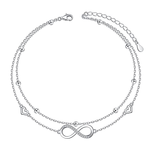 Image of S925 Sterling Silver Anklet for Women Adjustable Plus Foot Ankle Bracelet
