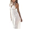 LILBETTER-Womens-Beach-Crochet-Backless-Bohemian-Halter-Maxi-Long-Dress LILBETTER Women's Beach Crochet Backless Bohemian Halter Maxi Long Dress (White,Small)