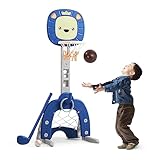 ⚽【Safe & Sturdy】 Hergestellt aus umweltfreundlichem und ungiftigem PE-Material, glatt und poliert, um Kinderhände zu schützen.Dreiecksdesign der Basis und der Stange macht den Jugendbasketballkorb stabiler. Sie können Wasser oder Sand hinzufügen oder einen Sandsack auf die Basis legen, um das Wackeln zu reduzieren.
