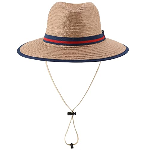 Connectyle Little Boys Fedora Sun Hat Kids Wide Brim Panama Hat Summer Beach Hat2