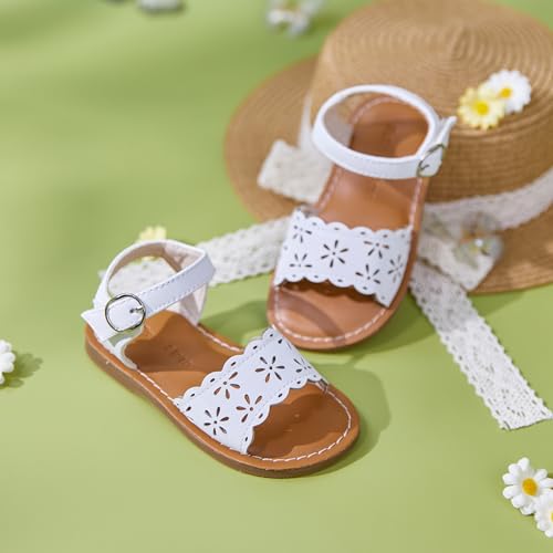 Image of Felix & Flora Toddler Girl Sandals - Little Girl Easter Dress Shoes Lightweight Open Toe Beach Holiday Flats