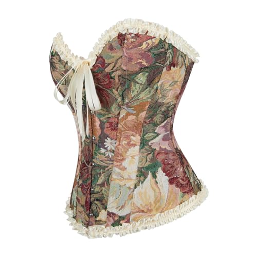 Jutrisujo Women's Vintage Renaissance Floral Lace-Up Corset Top