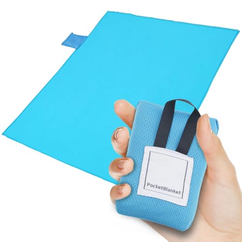 Sekfpnk Mini Picknickdecke, wasserdichte Picknickdecke, mit Aufhängegurt, 110 * 70 cm, Geeignet für Strand im Freien, Reisen, Grillen, Picknick, Camping (Blau)