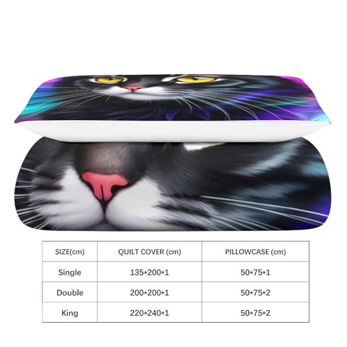 Housse de couette anti-allergie parure de lit microfibre résistante double 3D - 5