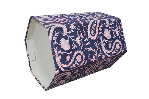 Image of Generic 3.3 Gallon Cotton Hand Block Printed Paper Waste Basket |Small Decorative Trash Can for Housewarming Gifts in Living Room, Bedroom, Bathroom | Eco-Friendly, Plastic-Free (1, BLUE PINK MUKAT)
