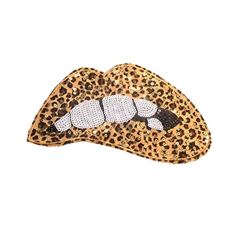 Kacniohen Lentejuela parche estampado leopardo labios