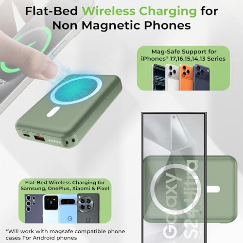 Image of UltraProlink |10000 mAh | Magnetic Mag-Safe Power Bank|Juice-Up Mag 6 |22.5W Type C Port with PD-PPS Support | Mag-Safe Charging for iPhone Series 17,16,15,14,13 | Made in India | Green | UM1120