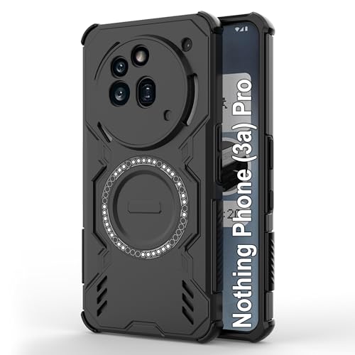 Image of Zapcase Back Case Cover for Nothing Phone (3a) Pro | Magnetic Case with Built-in Metal Ring | Supports MagSafe Charger, Wallet & Car Mount | Shockproof Hybrid PC + TPU | Black