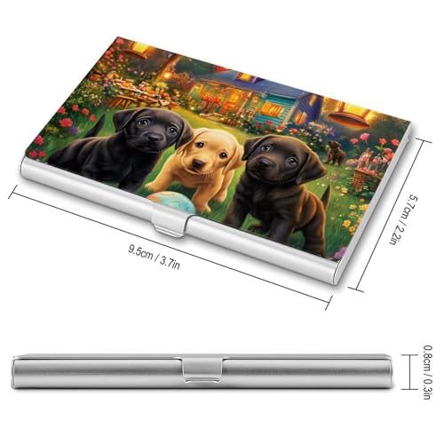 Puppies Dog Play TIme Business Card Case Pocket Card Holder Slim Card Wallet for Men Women2