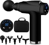 Muskuläre Massagepistole, Mini-Massagepistole mit 32 einstellbaren Stufen, 3500 U/min und 6 Köpfen und LCD-Display, leicht und tragbar, zur Linderung von Schmerzen und Steifheit der Muskulatur