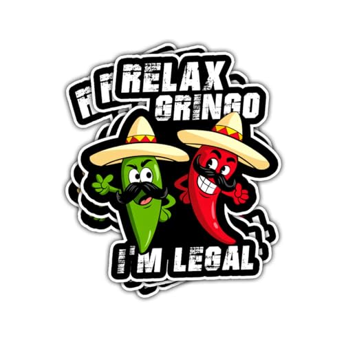 Image of 3Pcs Relax Gringo Im Legal Sticker, Relax Gringo I'm Legal Sticker for Car, Relax Gringo Calcomanias De Mexico Funny Immigrant Calcomanias Mexico Mexican Cactus Stickers for Truck Car Helmet (N5)