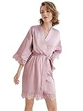 3. Zum Überziehen oder mit schöner Wäsche darunter ist der Morgenmantel Damen Satin/Bademantel Seiden/ Kimono Damen Spitze/ Nachthemd Satin Sexy/ Robe Dame mit Gürtel ein sexy Must-have in der persönlichen Nacht-Garderobe.