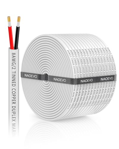 NAOEVO 8 Gauge Marine Wire Duplex, 8 AWG Wire, 8/2 Marine Cable, 100FT
