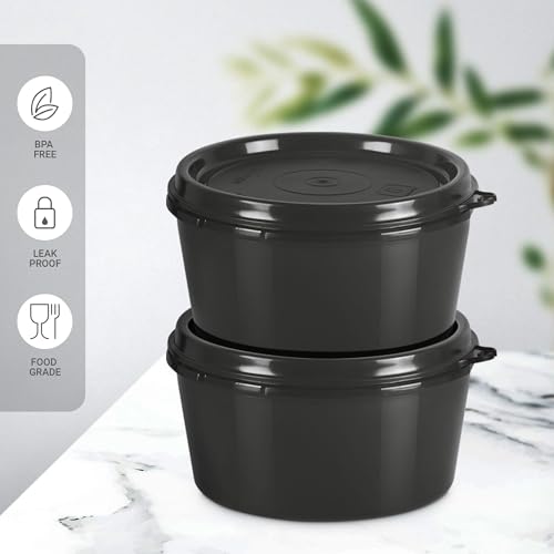 Image of Milton Food Fiesta Tiffin (3 Microwave Safe Inner Steel Containers, 320 ml; 1 Plastic Container, 280 ml; 1 Comet Bottle, 750 ml)With Insulated Fabric Bag, Black, Leak Proof, Odour Proof, Easy to Carry