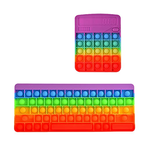 ランクチュアリー プッシュポップ ストレス発散 知育玩具 2個セット カラフル 大人 子供 おもちゃ セットK キーボードと電卓