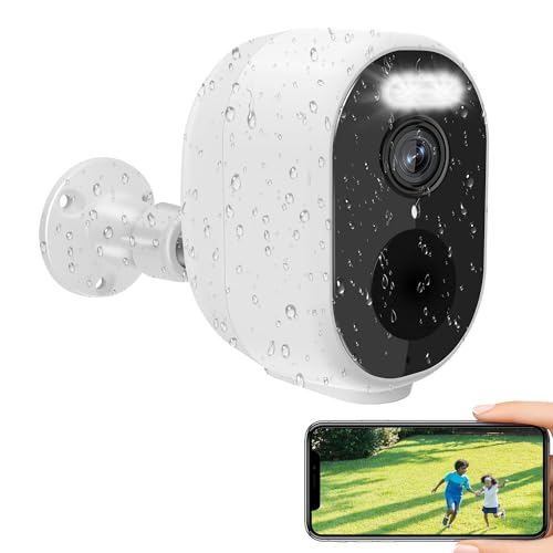 Pure Wireless Indoor /Outdoor Security Cameras, 2K QHD, Battery Powered, WiFi Camera with Spotlight & Siren Alarm, 2-Way Audio, Color Night Vision, AI Detection for Home Security, Works with Alexa