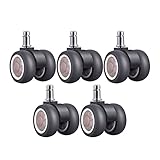 roulettes Lot de 5 Roues universelles de 5,1 cm (2 po) avec circlip de 11 mm en Caoutchouc pour Remplacement de Meubles, chaises de Bureau, Anciennes Roues pouvant Supporter 250 kg (550 LB)