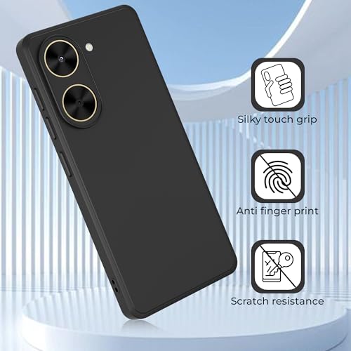 Image of A rtistque Back Cover Case for Poco C71 4G / Redmi A5 4G with Camera Protection | Shockproof TPU | Stylish Protective Design | Slim Fit | Ultra Matte | Poco C71 / Redmi A5 Back Cover - Black