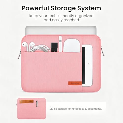 Image of Lacdo 13 inch Laptop Sleeve Case for 13 inch MacBook Air M5 A3449 (2026), M4 A3240 2025, M3 A3113, M2 A2681, M1 A2337 | 13 inch MacBook Neo A18 Pro A3404 (2026) | iPad Air /Pro 13 M5 Computer Bag, Peach