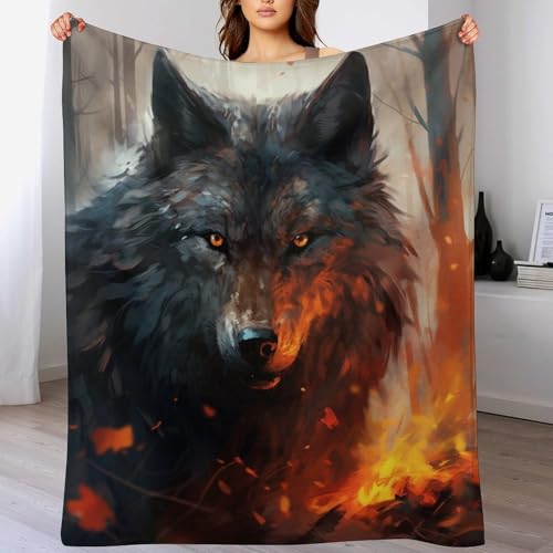 Couverture en flannel loup ultra luxueuse et plaid doux