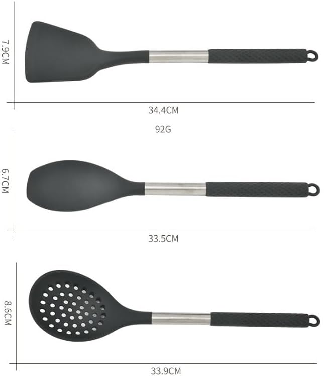 10 Piece Set of Stainless Steel Handle Silicone Kitchenware for Home Kitchen Non Stick Pan Cooking Spatula Spoons