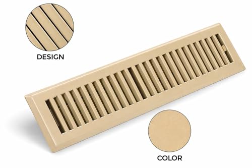 Image of 4 inch x 10 inch Brown Floor Register 2 Way - Stamped Face Steel Vent Cover, HVAC Floor Grille for AC Heat, Fits 4x10 Duct Opening, Heavy Duty Metal Register, 10 Pack
