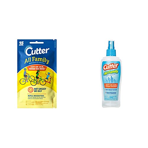 Cutter All Family Mosquito Wipes, Insect Repellent, Ticks, Gnats, Fleas & More, 7% Deet 15 Count & All Family Insect Repellent, Mosquito Repellent, Repels Ticks, Gnats, Fleas And More #TOP25