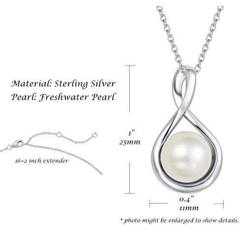 Fancime Pearl Necklace 925 Sterling Silver Infinity Pearl Necklace With Genuine Quality 9-10Mm Freshwater Cultured Pearls Fine Pearl Jewelry For Women #TOP4