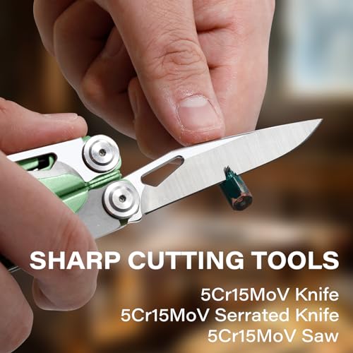 Image of Multitool, 21-in-1 Multi Tool Pliers with Safety Locking and Spring-Action Scissors, Heavy-duty Stainless Steel Multi-tool Set with Nylon Sheath for Work, Home, Garden, DIY & Auto, Mint Green