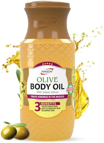 Nimson Olive Body Oil 200ml | Deep Moisturization & Soothing Relief | Hydrating Formula with Italian Olives | For Dry Skin & Radiant Glow | Ethically Sourced
