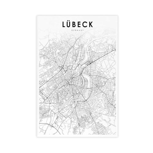Carte de l'Allemagne toile QOGDAF Lubeck : sublimez votre salon moderne