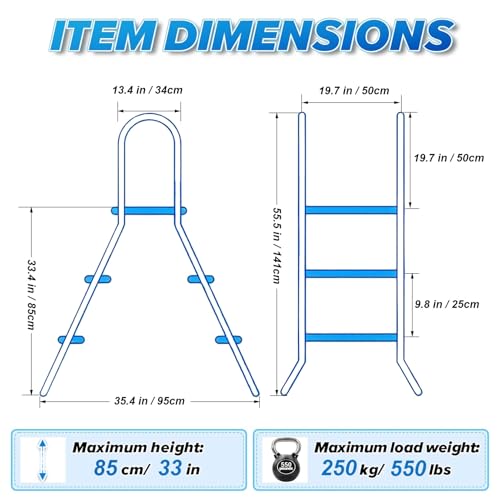 Escalera para Piscina Above Ground, Acero Inoxidable, 2 Peldaños miniatura 6