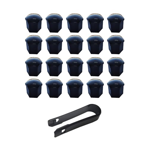VSREI 20 Piezas 19mm Tapas para Tuercas de Rueda Tapones para Tornillos de Coche - Kit de Tapones para Tuercas de Rueda de Coche Rueda Cubierta de Neumático con Extractor (Negro)