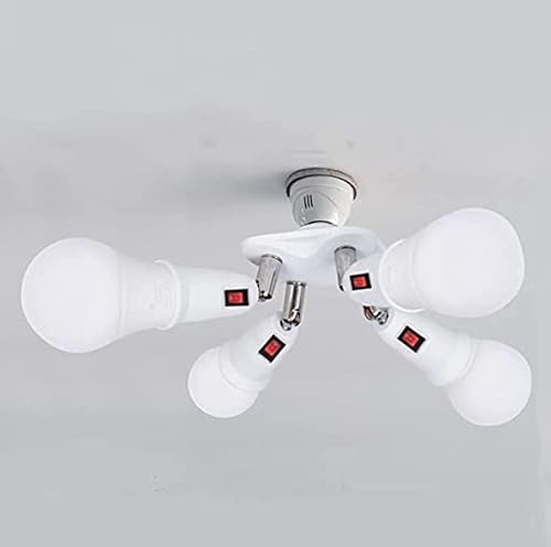 Miniatura 5 de Adaptador de enchufe divisor E26E27 ajustable de 360 grados 4 en 1. Bombillas LED estándar E26E27 de 360 grados ajustables de 180 grados doblables