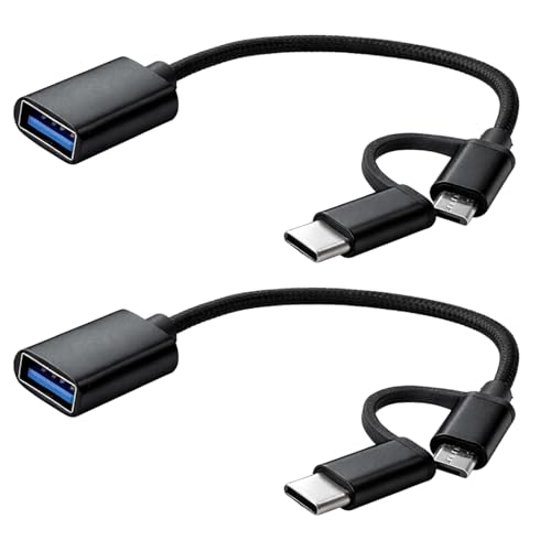 2PCS 2-in-1 USB C/Micro zu USB Adapter Mit OTG Funktion, Schwarz, USB OTG Kabel Für Datenübertragung Und Anschluss Von Geräten, Micro OTG Adapter Und OTG Adapter TYP C Für Smartphone Tablet Laptop