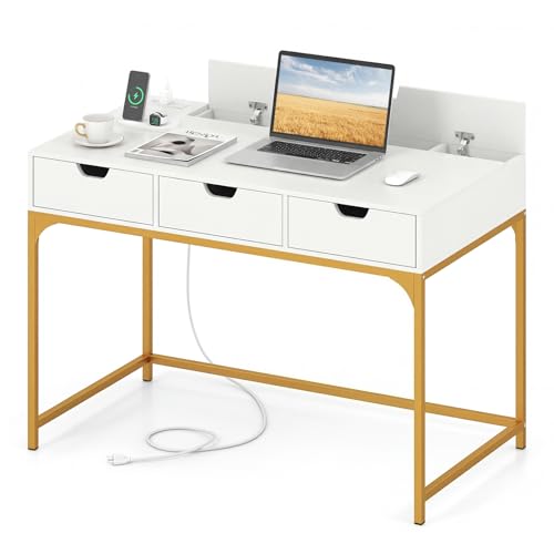 Image of Tangkula Computer Desk with 3 Drawers, Home Office Workstation