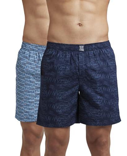 Image of Jockey US57 Men Super Combed Mercerized Cotton Woven Printed Boxer Shorts with Side Pockets (Pack of 2, Prints May Vary)
